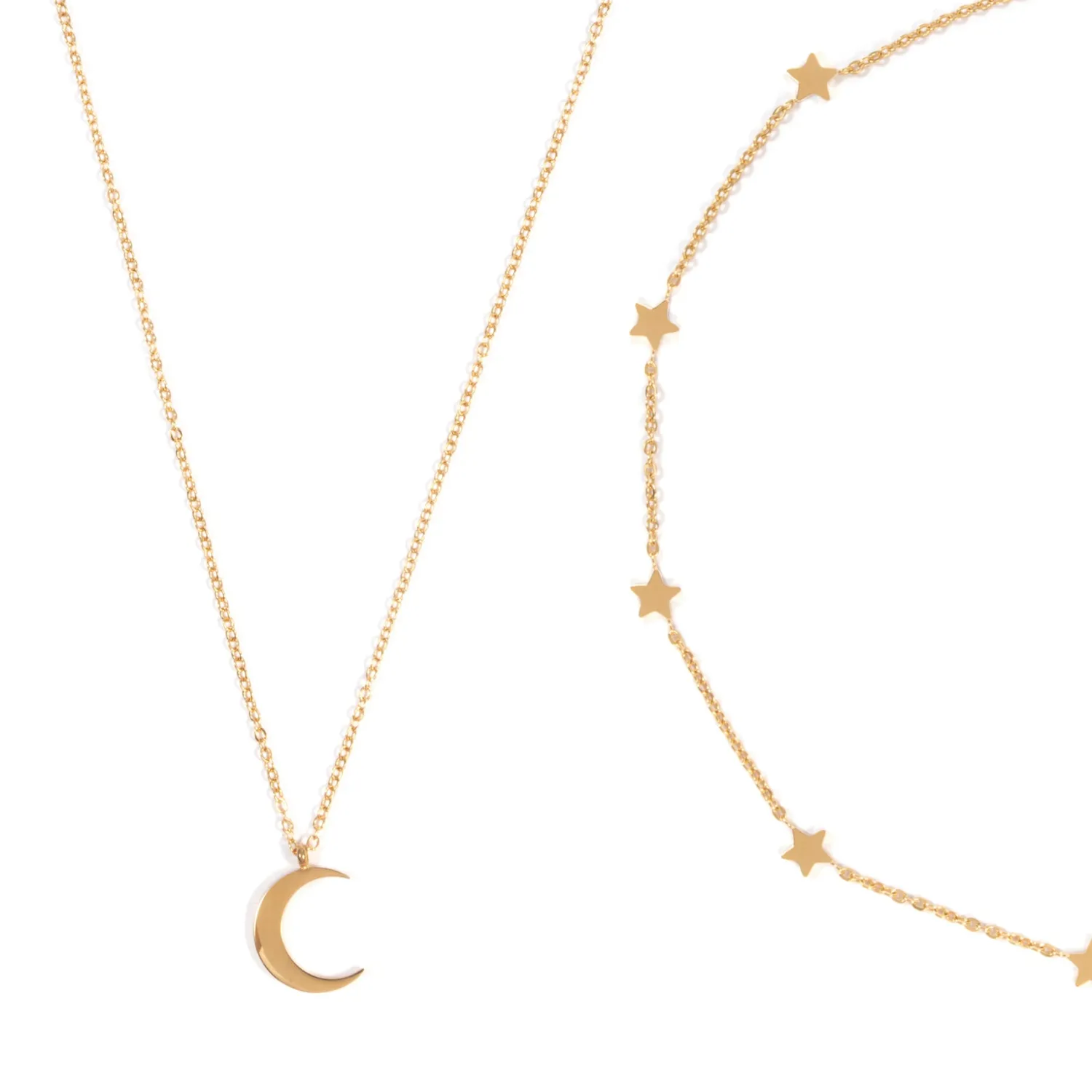 Necklace Sets | Hey Happiness Mond und Stern Schmuckset Ketten in farbe Gold