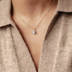 Filigrane Ketten | Hey Happiness März Aquamarin Geburtsstein Halskette Sterlingsilber