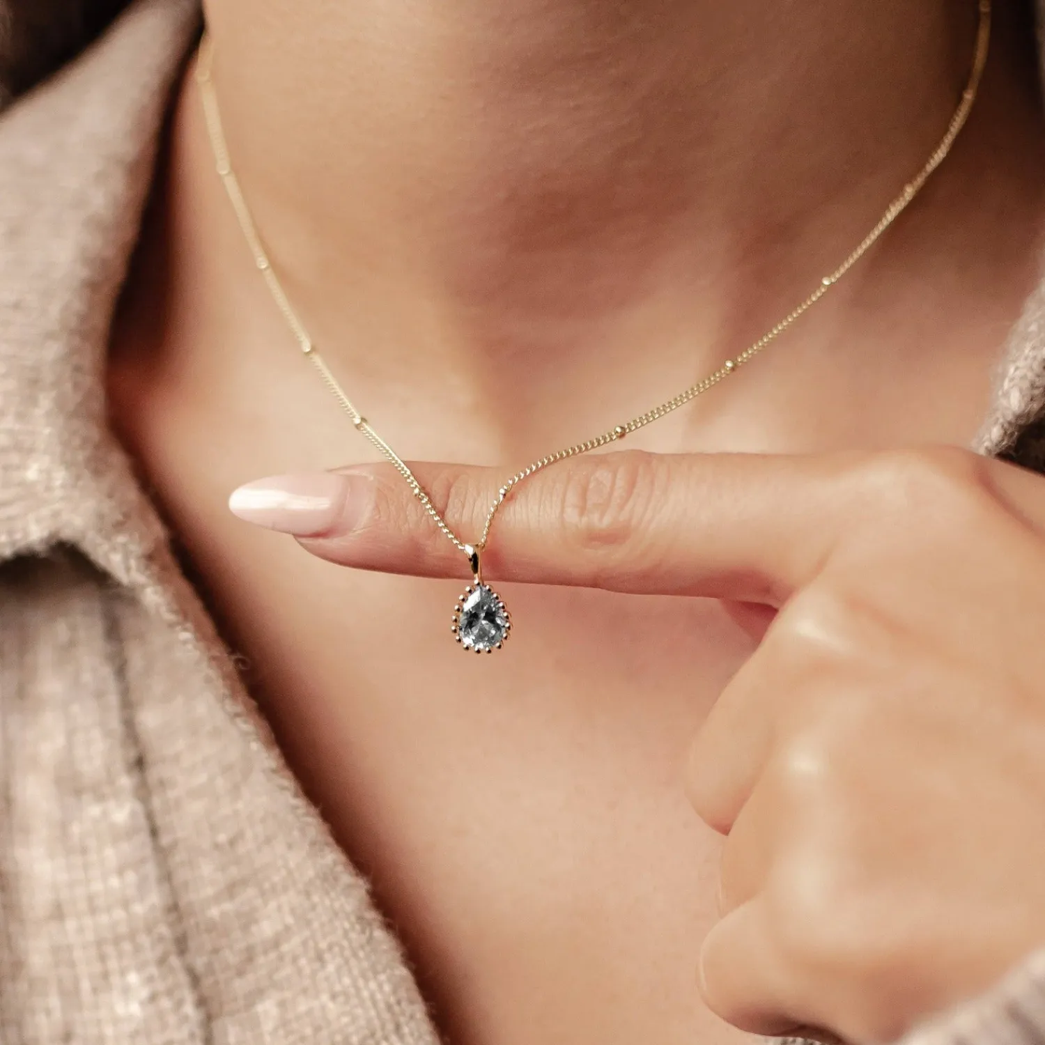 Filigrane Ketten | Hey Happiness März Aquamarin Geburtsstein Halskette Sterlingsilber