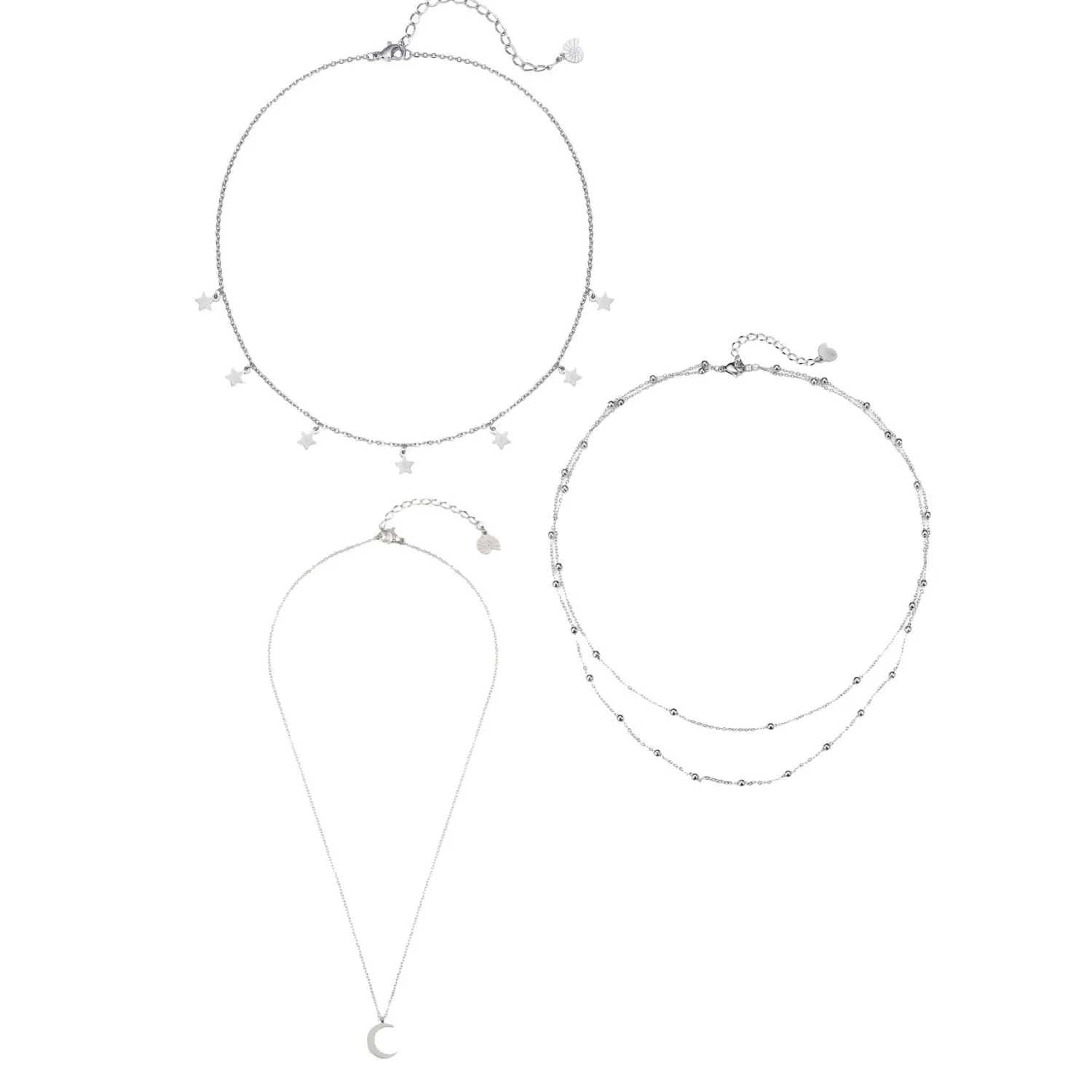 Necklace Sets | Hey Happiness Multilayer Ketten Set in Silber Silver