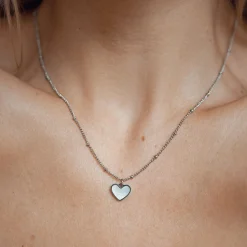 Filigrane Ketten | Hey Happiness Muschelschale Herz Kette in Silberfarbe Silver
