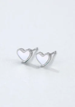 Ohrstecker | Hey Happiness Muschelschale Herz Ohrstecker in Silberfarbe Silver
