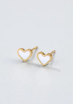 Ohrstecker | Hey Happiness Muschelschale Herz Ohrstecker Veret Gold