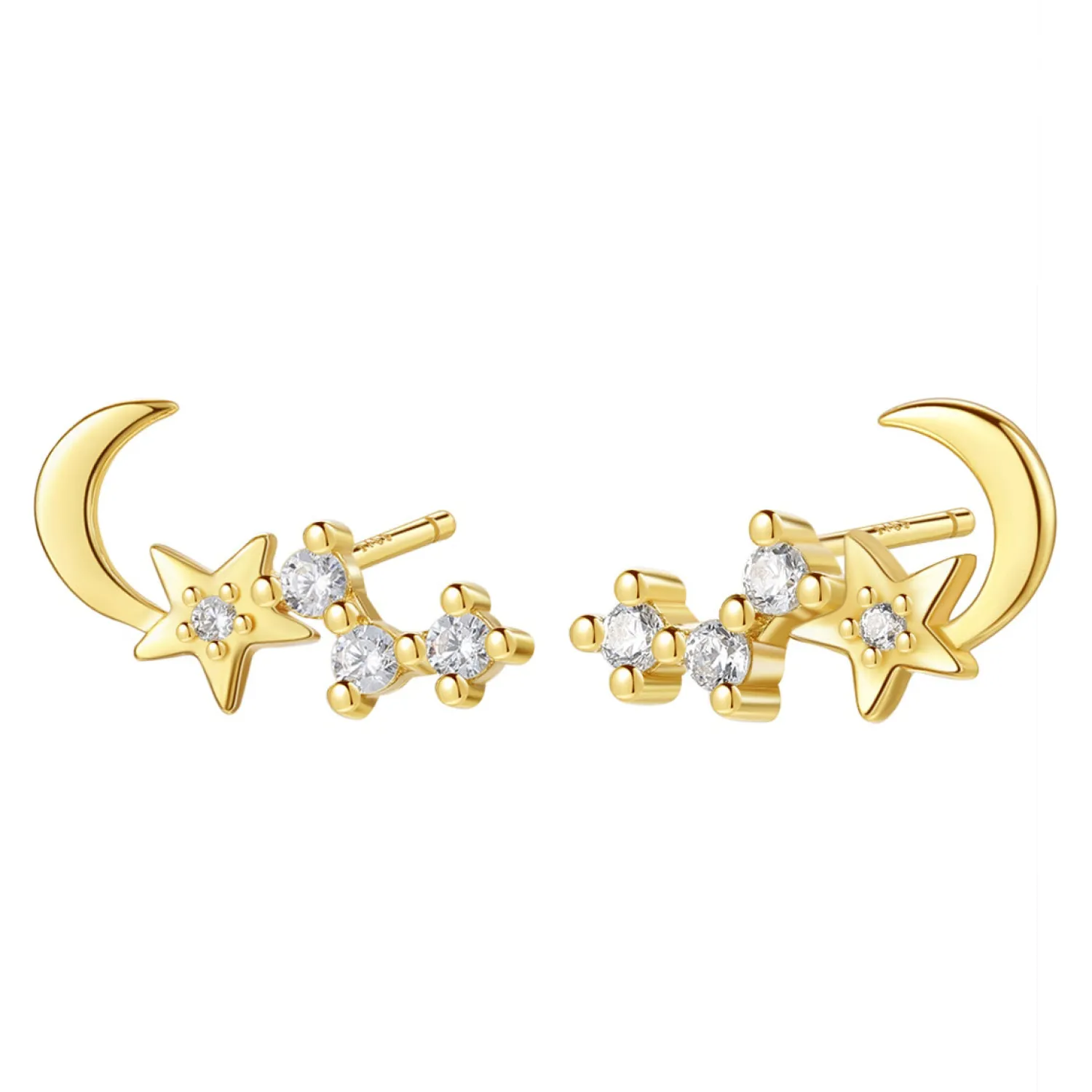 Ohrstecker | Hey Happiness Nachthimmel Ohrstecker aus Sterlingsilber in Gold