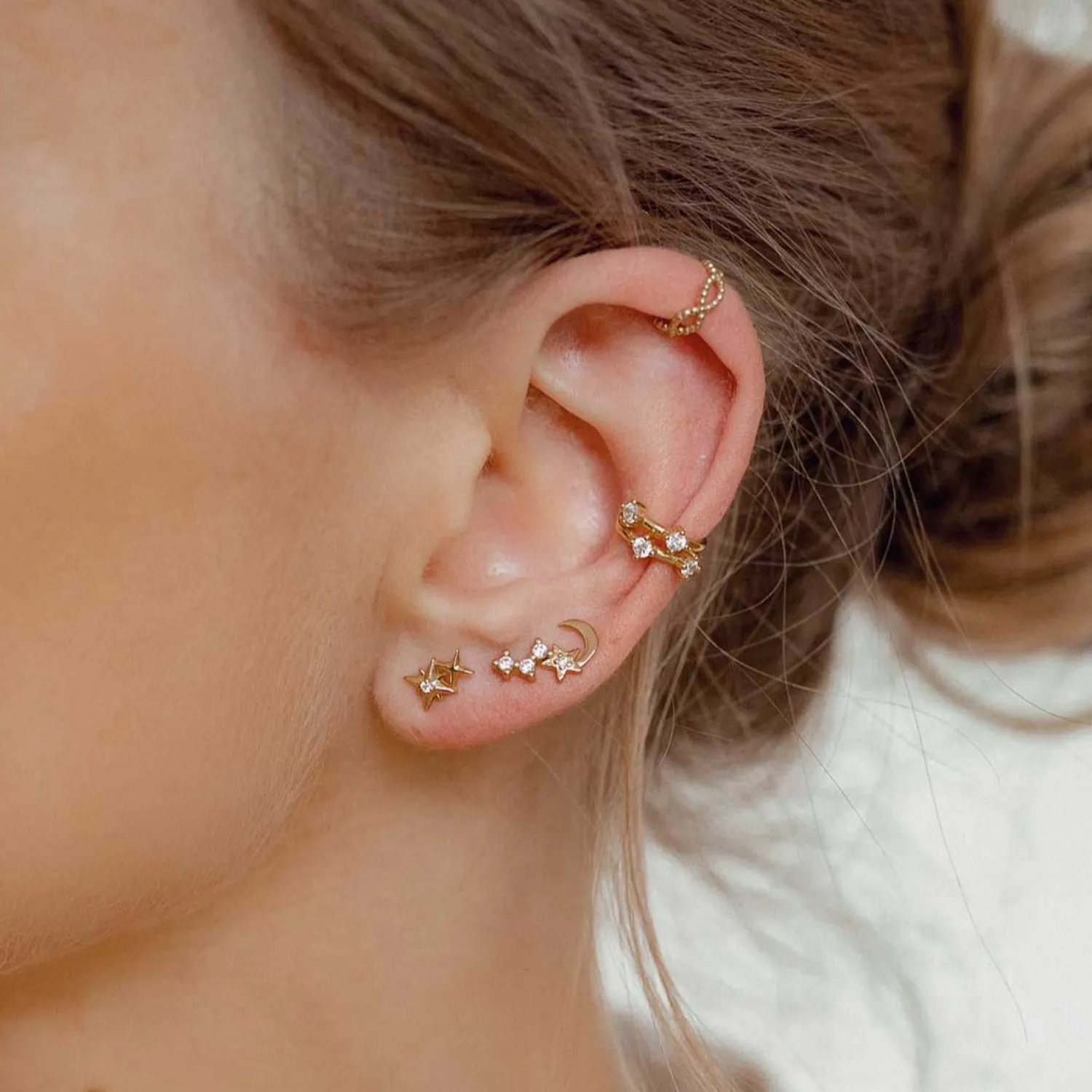 Ohrstecker | Hey Happiness Nachthimmel Ohrstecker aus Sterlingsilber in Gold