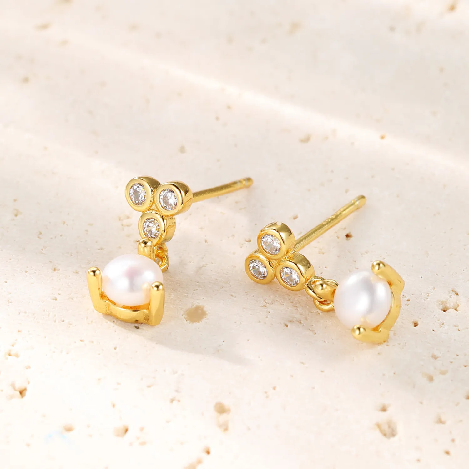 Ohrstecker | Perlenohrringe | Hey Happiness Nest Perlenohrstecker Sterlingsilber Gold