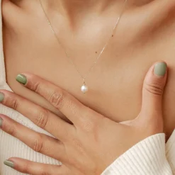 Filigrane Ketten | Hey Happiness New Beginnings Perlenanhänger Halskette 14K Gold