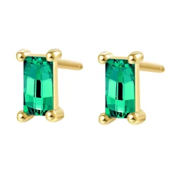 Ohrstecker | Hey Happiness Ohrstecker Baguette mit Grünen Schmucksteinen Sterlingsilber in Gold Green