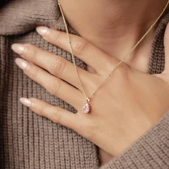 Filigrane Ketten | Hey Happiness Oktober Turmalin Geburtsstein Halskette Sterlingsilber