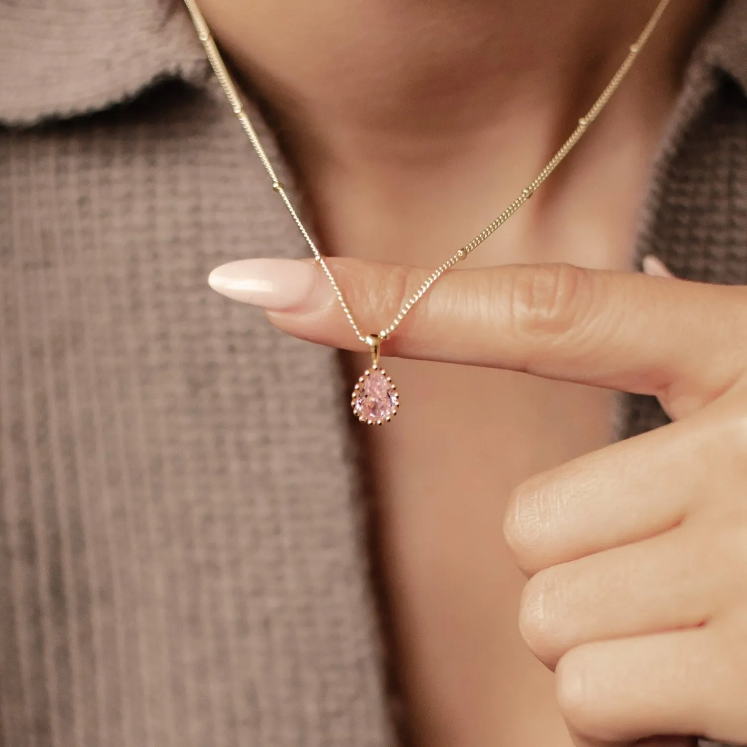 Filigrane Ketten | Hey Happiness Oktober Turmalin Geburtsstein Halskette Sterlingsilber