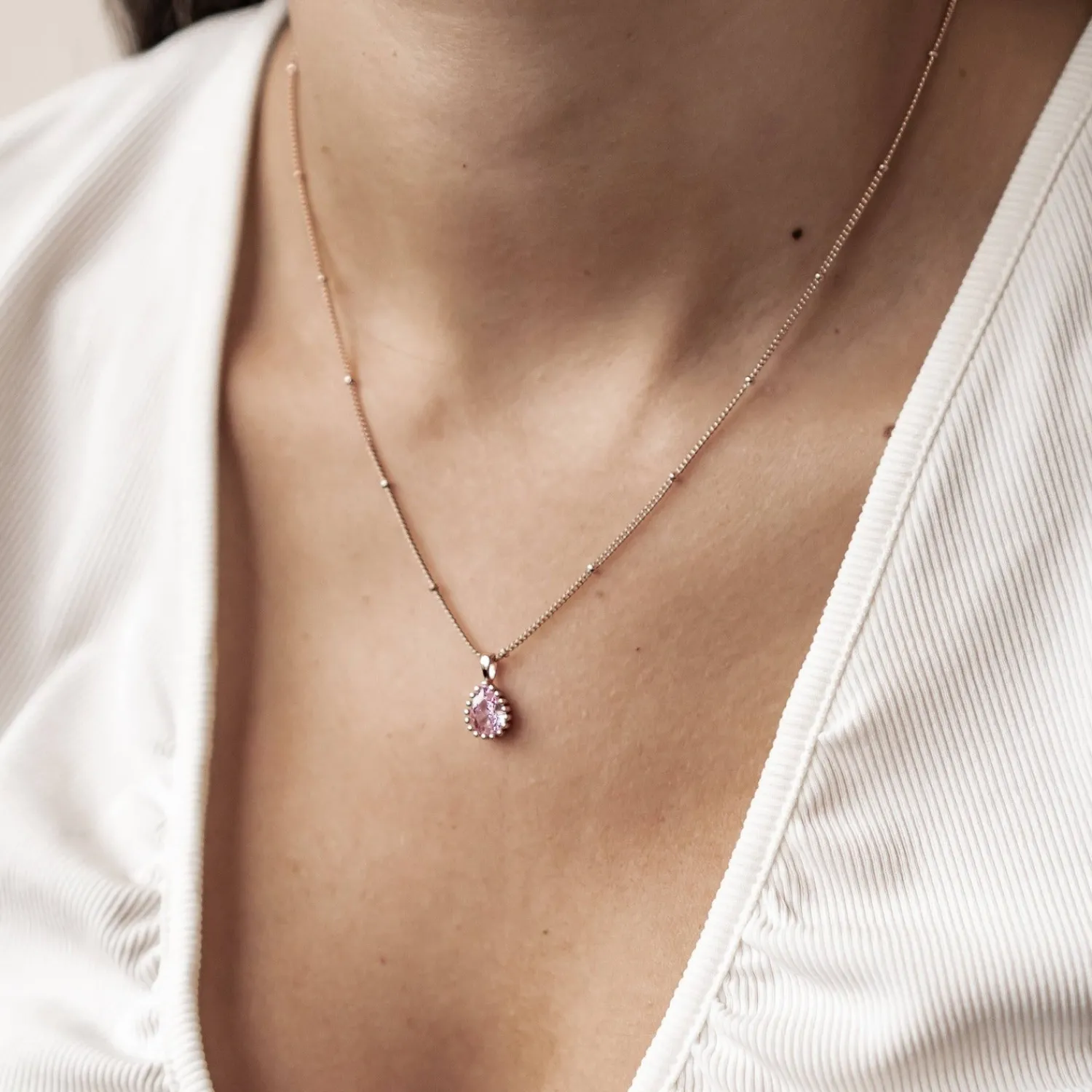 Filigrane Ketten | Hey Happiness Oktober Turmalin Geburtsstein Halskette Sterlingsilber