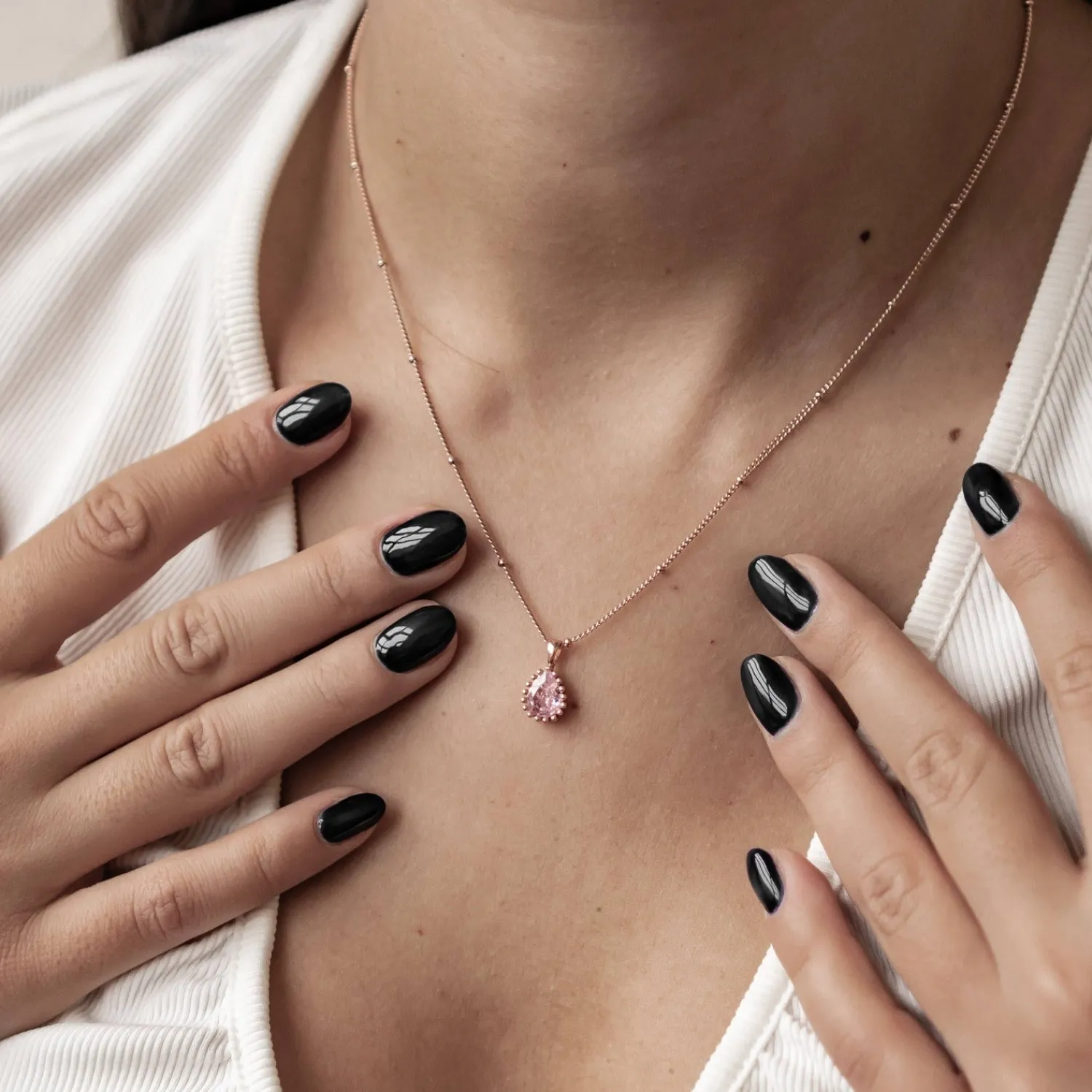 Filigrane Ketten | Hey Happiness Oktober Turmalin Geburtsstein Halskette Sterlingsilber
