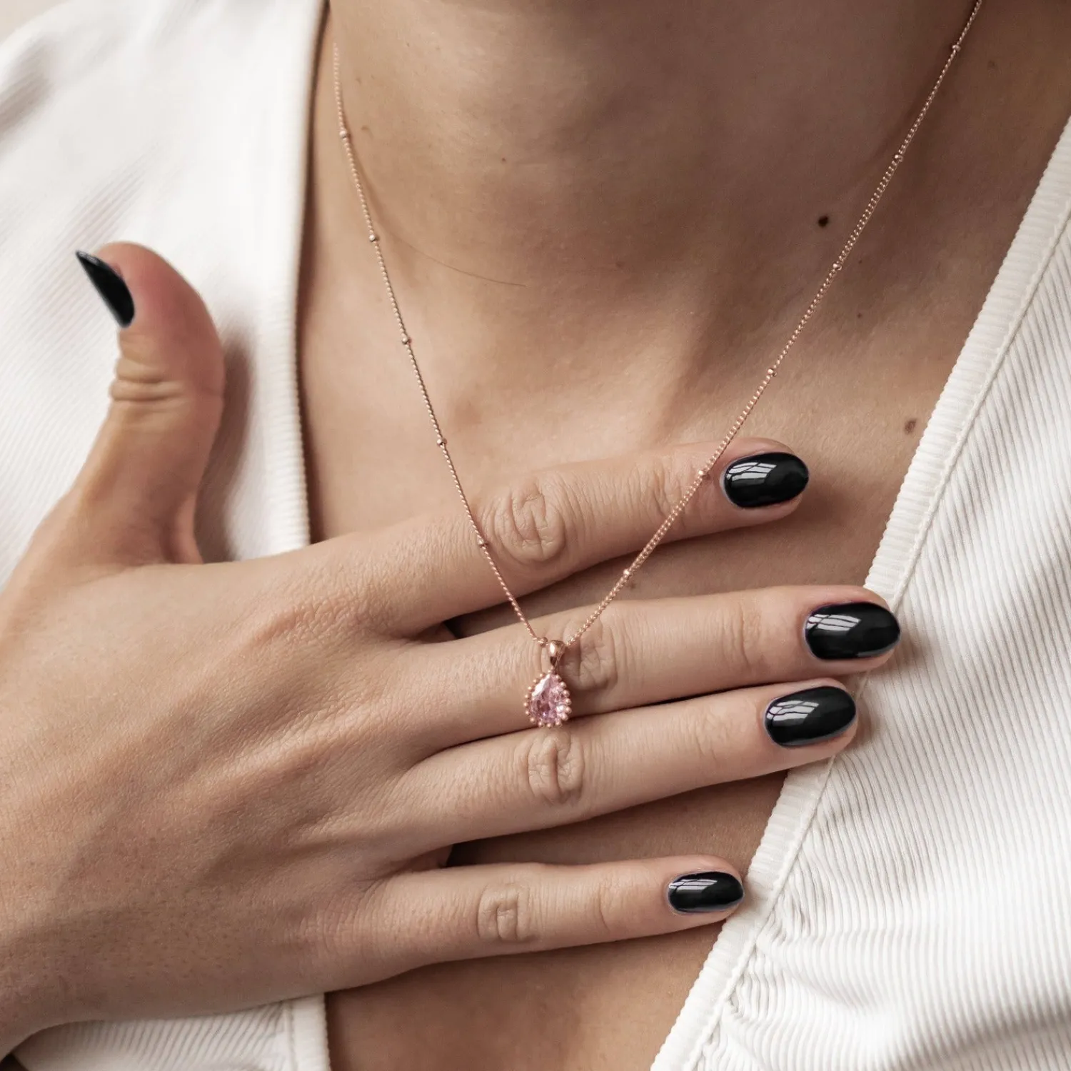 Filigrane Ketten | Hey Happiness Oktober Turmalin Geburtsstein Halskette Sterlingsilber