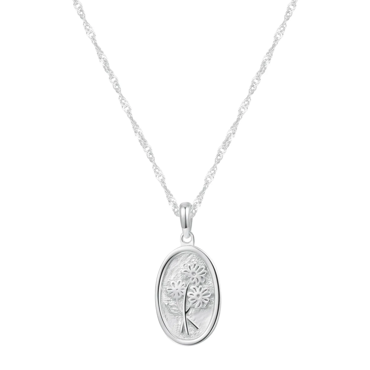 Filigrane Ketten | Hey Happiness Oval Gänseblümchen Kette Sterlingsilber Silver