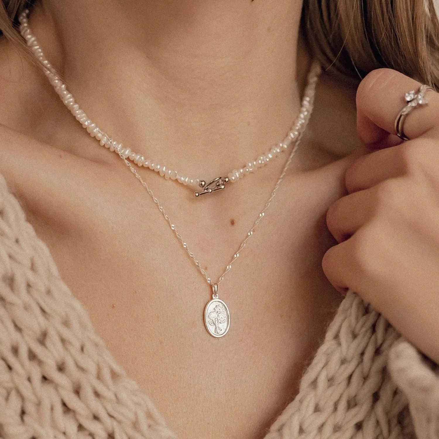 Filigrane Ketten | Hey Happiness Oval Gänseblümchen Kette Sterlingsilber Silver