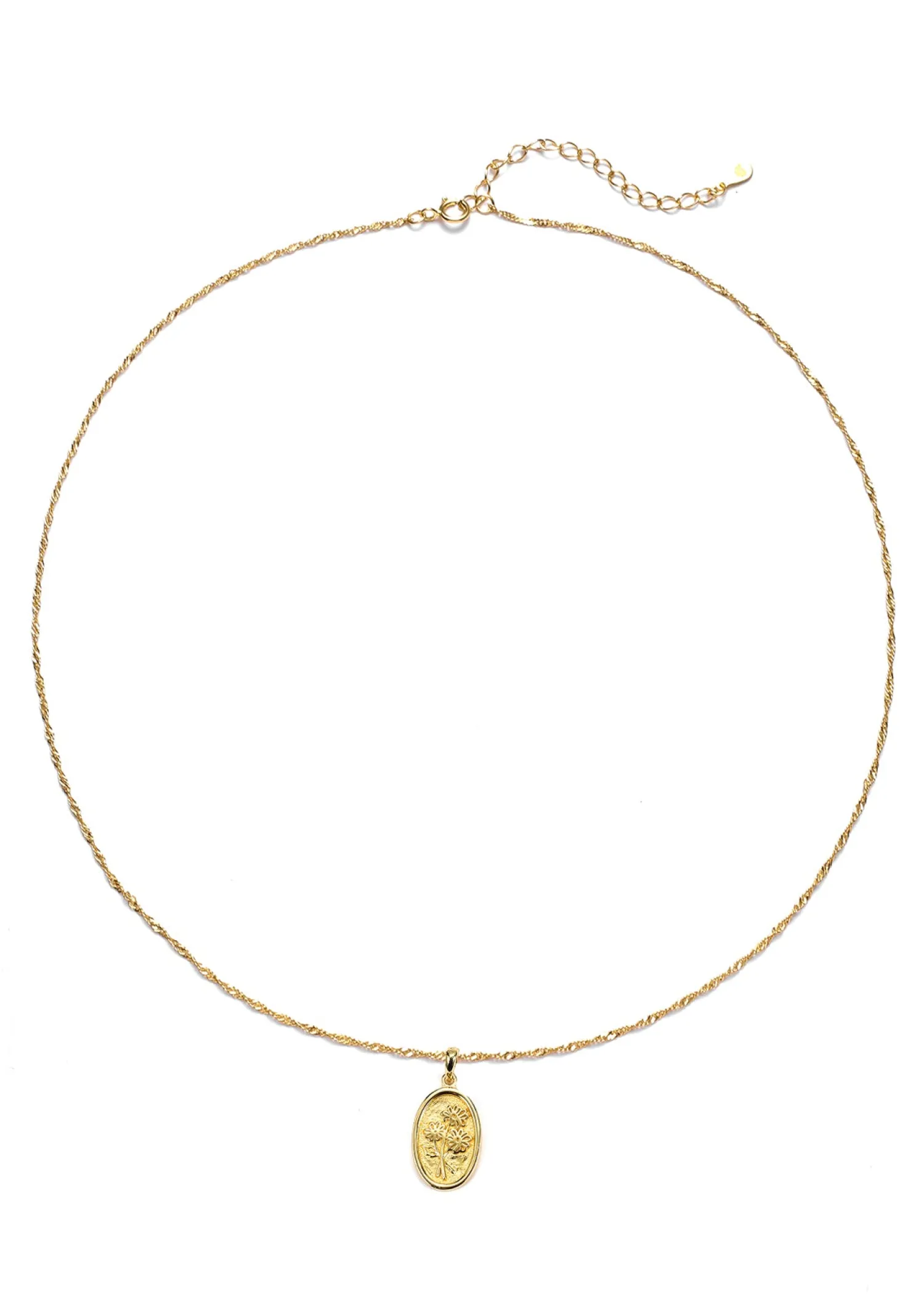 Filigrane Ketten | Hey Happiness Oval Gänseblümchen Kette Sterlingsilber in Gold