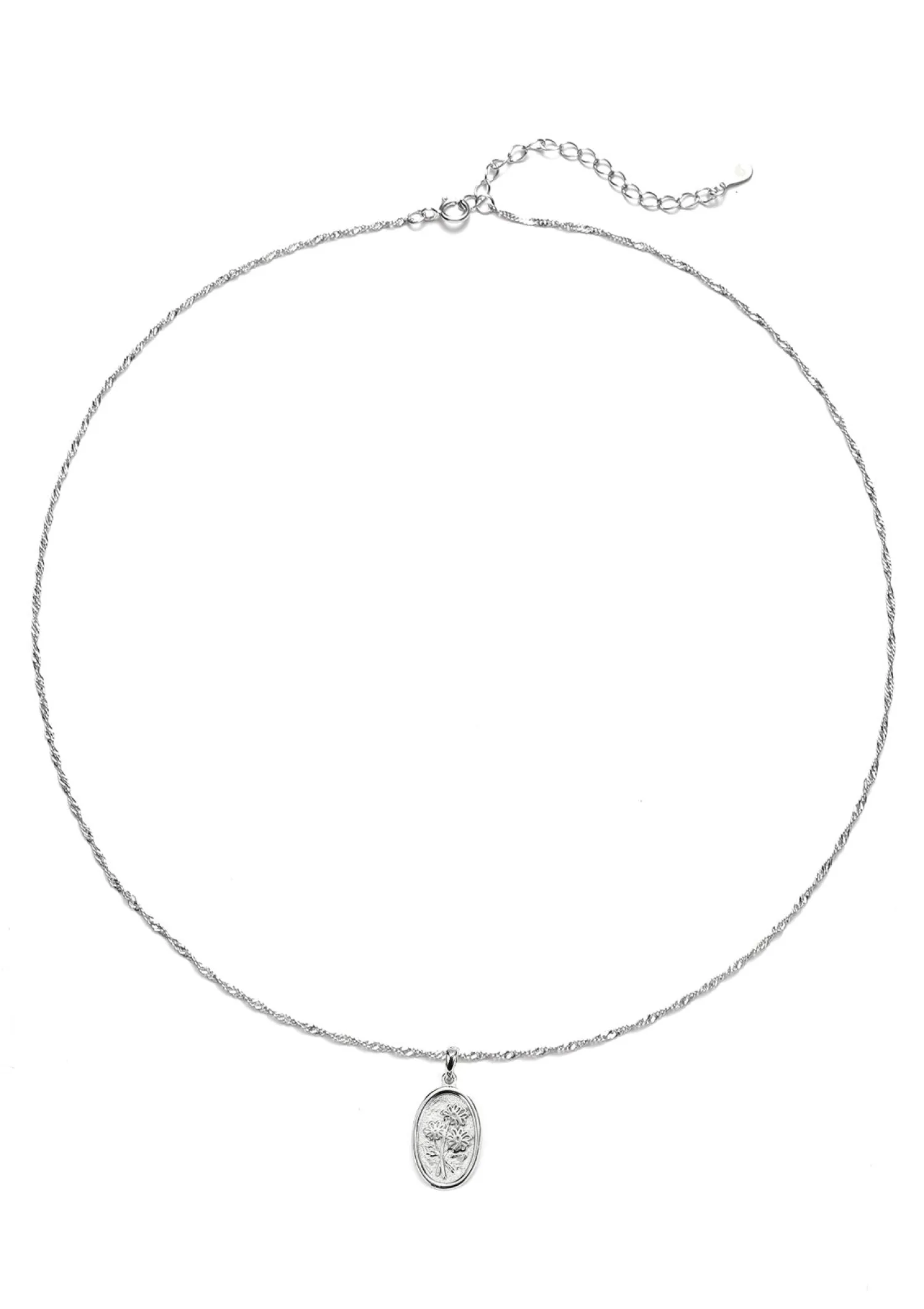 Filigrane Ketten | Hey Happiness Oval Gänseblümchen Kette Sterlingsilber Silver