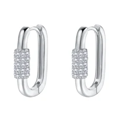Huggie Ohrringe | Hey Happiness Oval Karabiner Huggie Ohrringe Sterlingsilber Silver