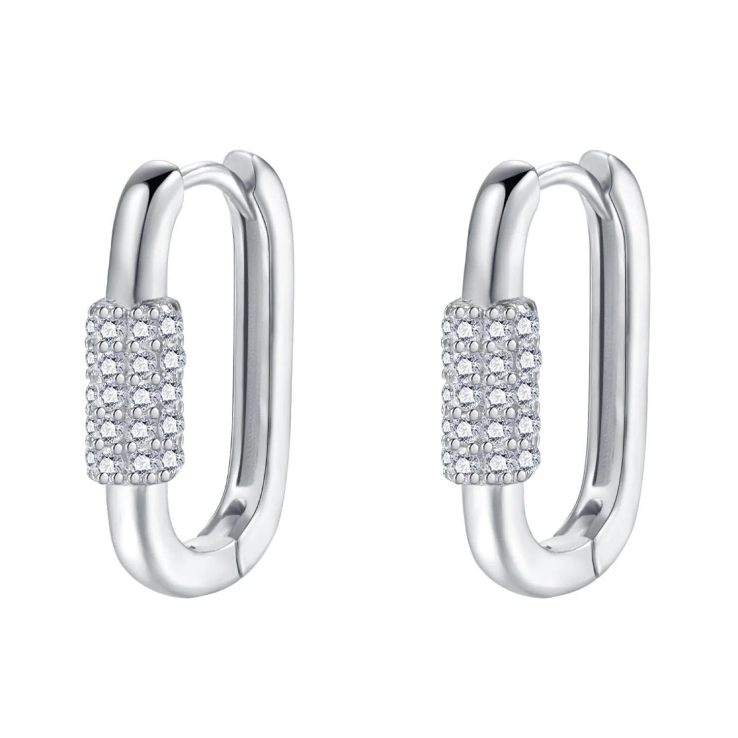 Huggie Ohrringe | Hey Happiness Oval Karabiner Huggie Ohrringe Sterlingsilber Silver