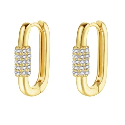 Huggie Ohrringe | Hey Happiness Oval Karabiner Huggie Ohrringe Sterlingsilber in Gold
