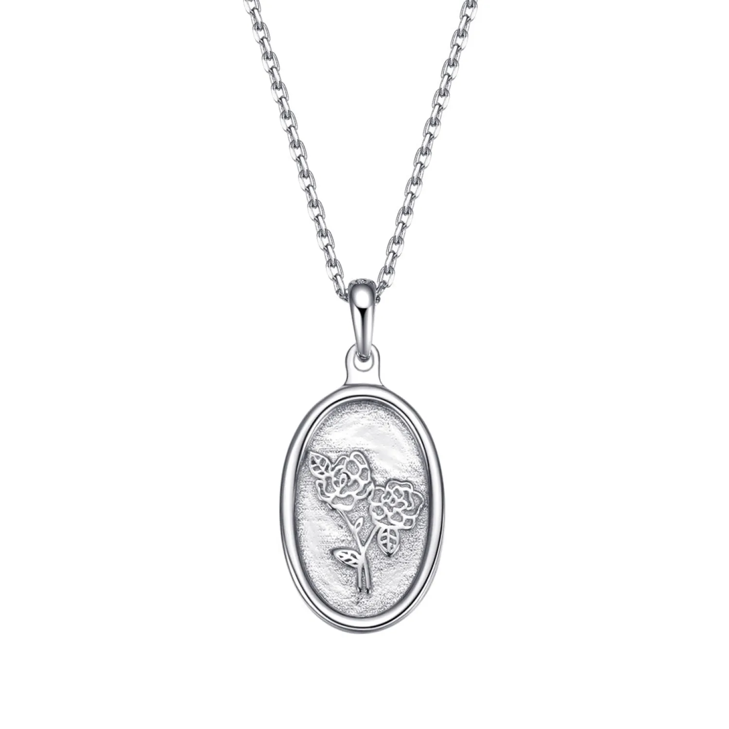 Filigrane Ketten | Hey Happiness Oval Rose Anhänger Kette Sterlingsilber Silver