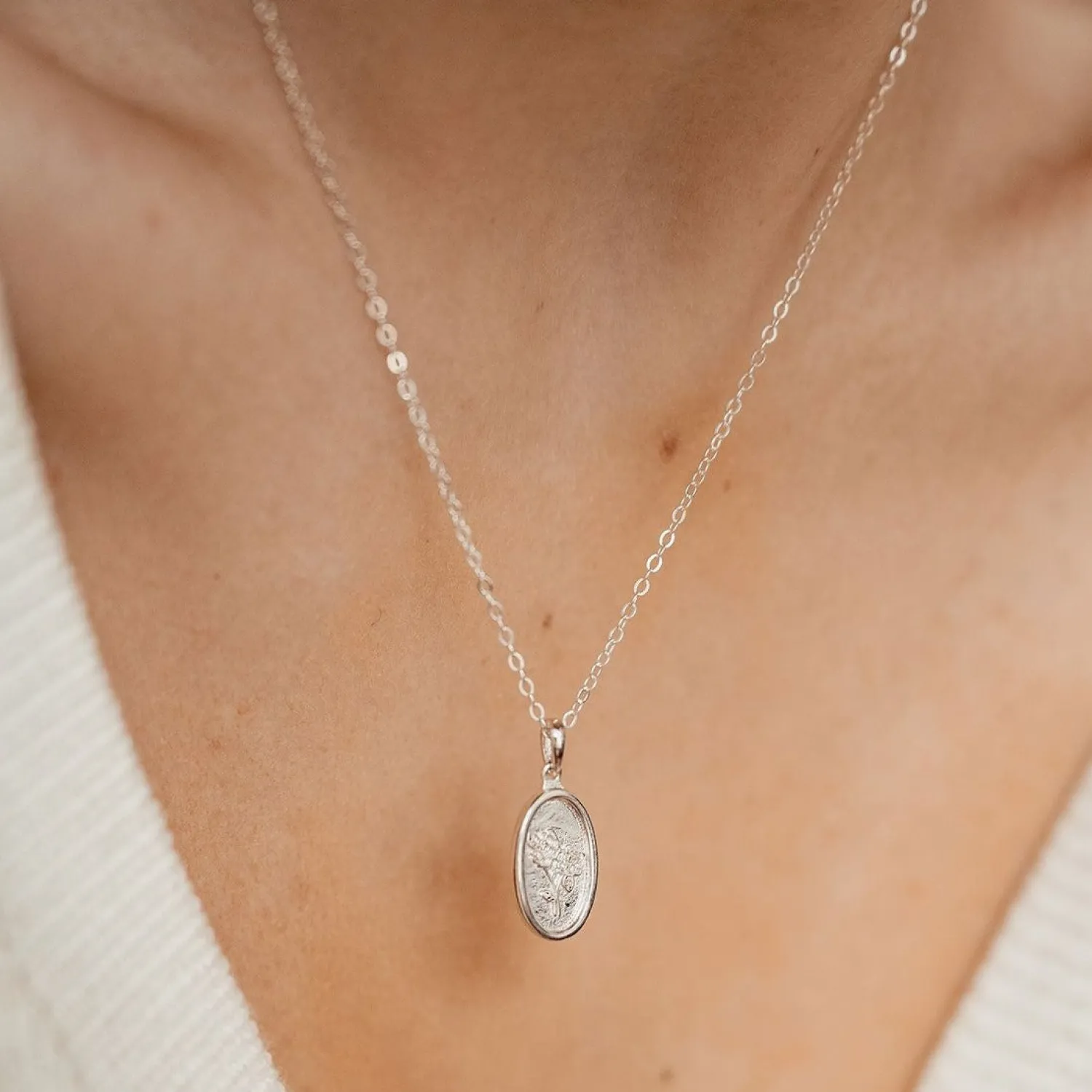 Filigrane Ketten | Hey Happiness Oval Rose Anhänger Kette Sterlingsilber Silver