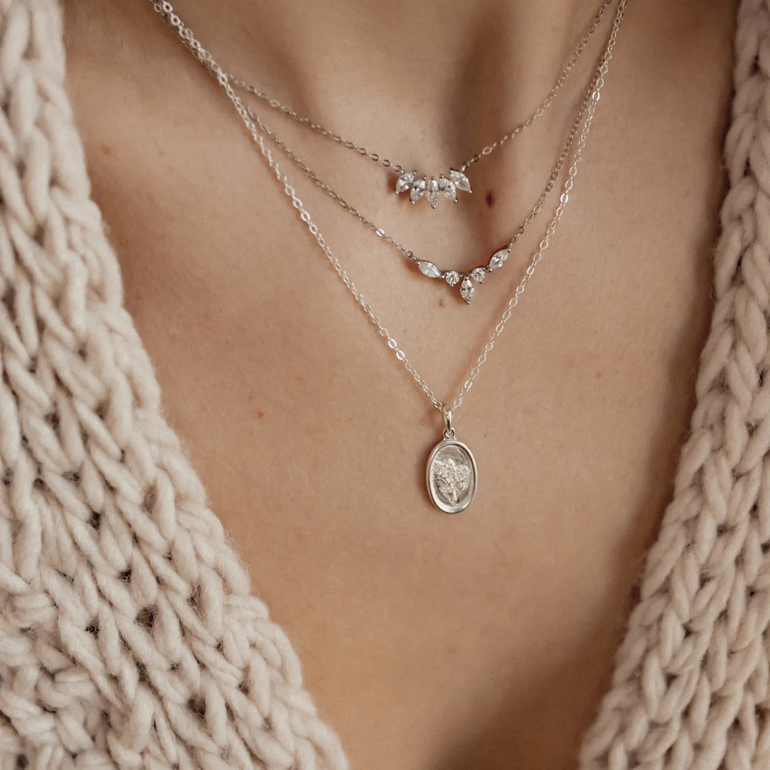 Filigrane Ketten | Hey Happiness Oval Rose Anhänger Kette Sterlingsilber Silver