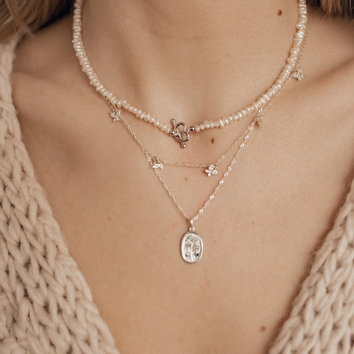 Anhänger | Hey Happiness Ovaler Anhänger mit Gänseblümchen Sterlingsilber Silver
