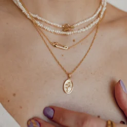 Anhänger | Hey Happiness Ovaler Anhänger mit Gänseblümchen Vereter Sterlingsilber Gold