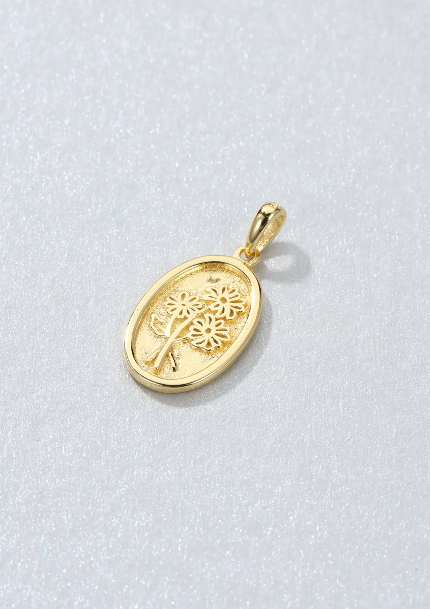 Anhänger | Hey Happiness Ovaler Anhänger mit Gänseblümchen Vereter Sterlingsilber Gold