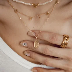 Anhänger | Hey Happiness Ovaler Anhänger mit Rose aus Veretem Sterlingsilber Gold