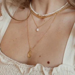 Anhänger | Hey Happiness Ovaler Anhänger mit Rose aus Veretem Sterlingsilber Gold