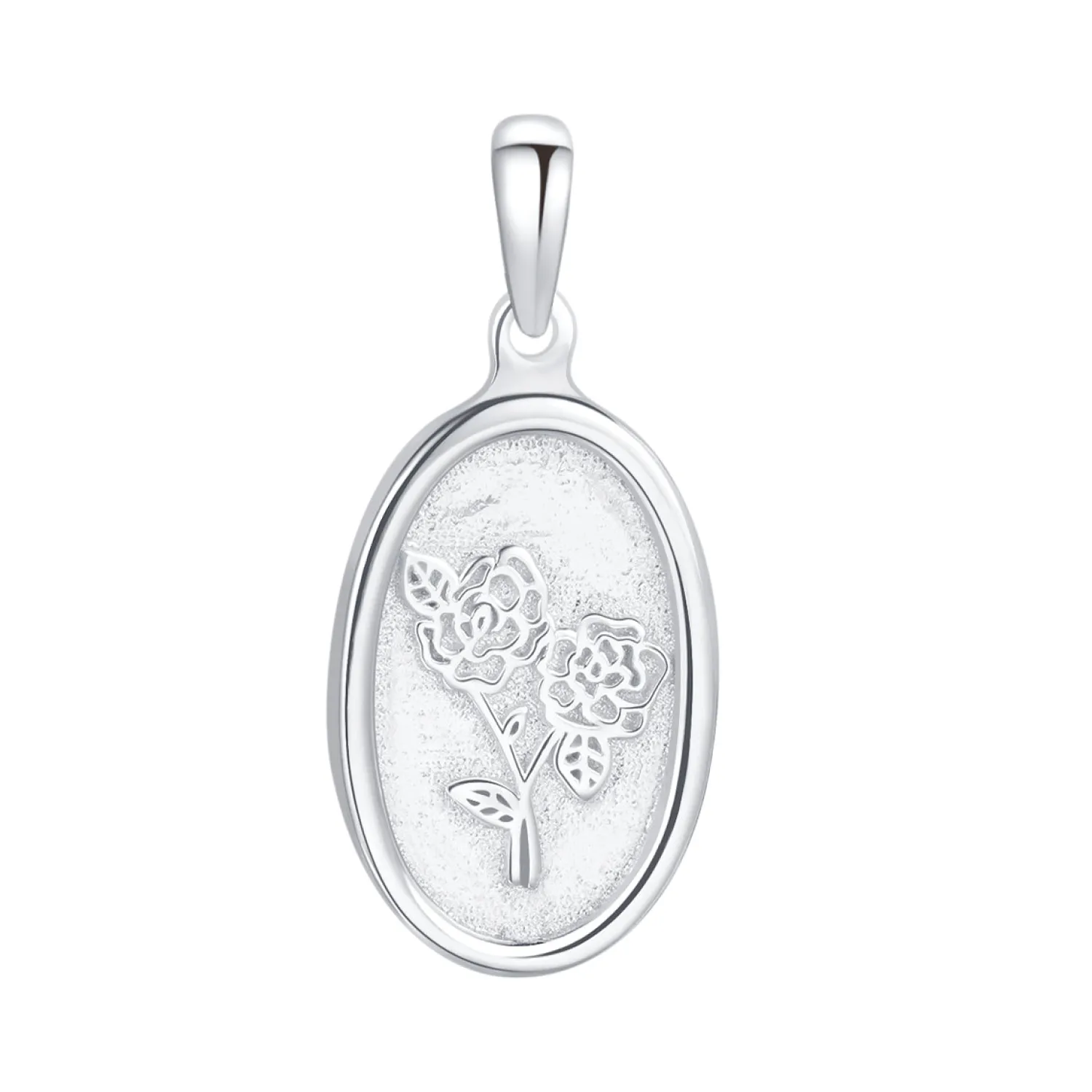 Anhänger | Hey Happiness Ovaler Anhänger mit Rose Sterlingsilber Silver