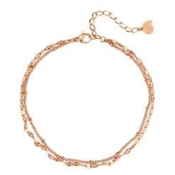 Fußkettchen | Hey Happiness Panzer und Satellite Zweireihige Fußkette Rosegold Rose Gold
