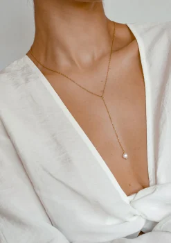 Lariat Necklaces | Perlenketten | Hey Happiness Perle Anhänger Lariat Halskette aus Sterlingsilber