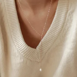 Lariat Necklaces | Perlenketten | Hey Happiness Perle Anhänger Lariat Halskette aus Sterlingsilber