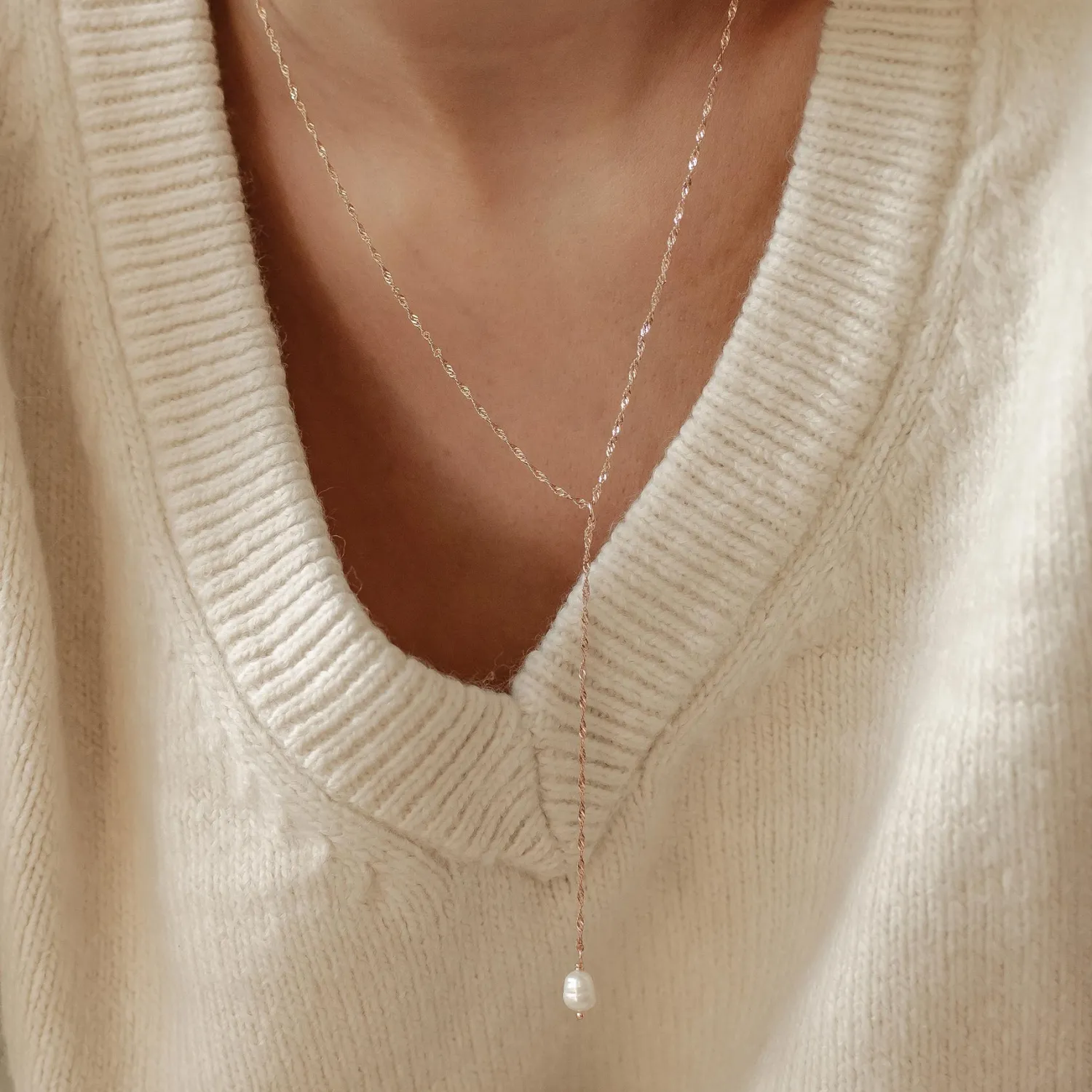 Lariat Necklaces | Perlenketten | Hey Happiness Perle Anhänger Lariat Halskette aus Sterlingsilber