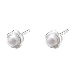 Ohrstecker | Perlenohrringe | Hey Happiness Perle Blütenblatt Ohrstecker aus Sterlingsilber Silver