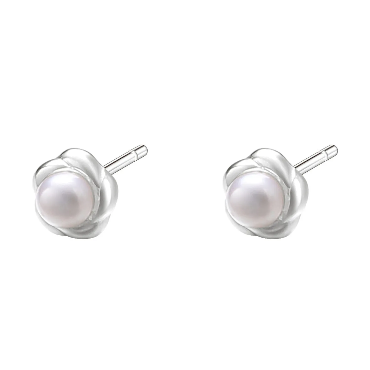 Ohrstecker | Perlenohrringe | Hey Happiness Perle Blütenblatt Ohrstecker aus Sterlingsilber Silver