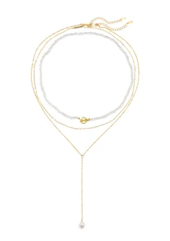 Necklace Sets | Choker Ketten | Hey Happiness Perle Ketten Set Sterlingsilber in Gold