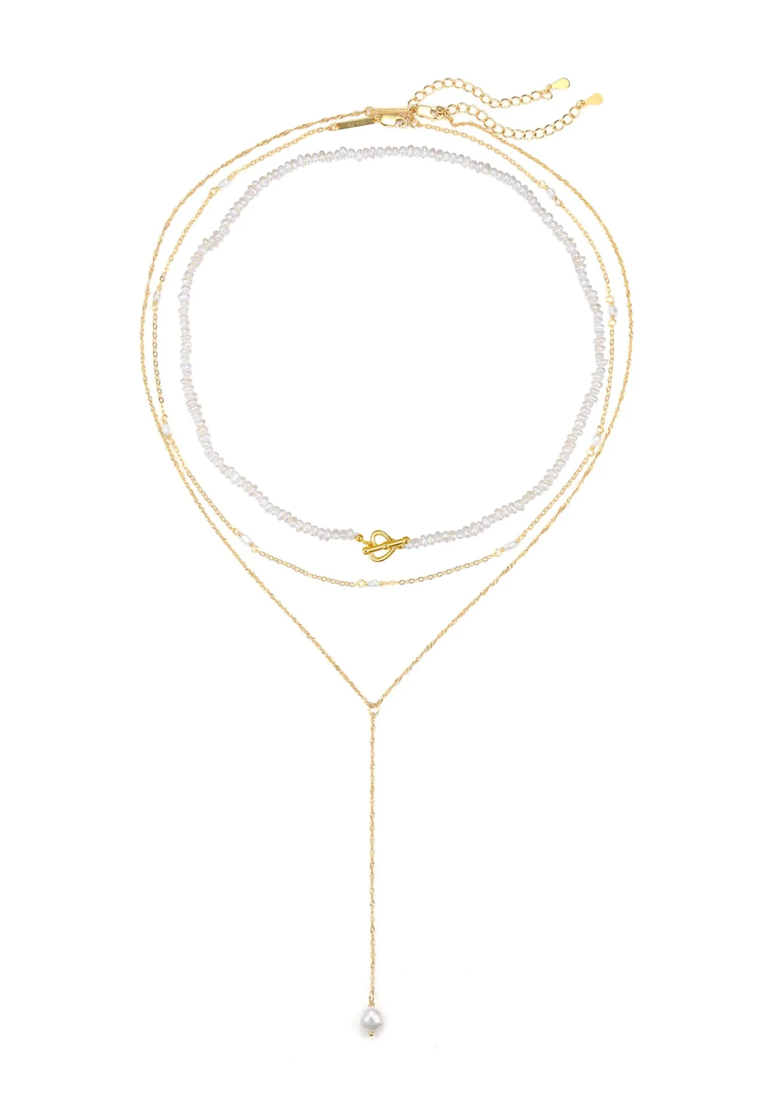 Necklace Sets | Choker Ketten | Hey Happiness Perle Ketten Set Sterlingsilber in Gold