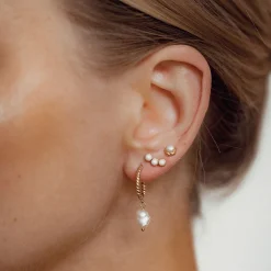 Earring Stack Sets | Ohrstecker | Hey Happiness Perle Ohrstecker & Creolen Set aus Sterlingsilber