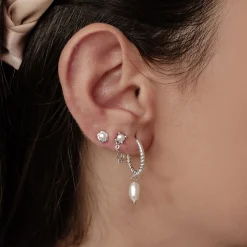 Earring Stack Sets | Ohrstecker | Hey Happiness Perle Ohrstecker & Creolen Set aus Sterlingsilber
