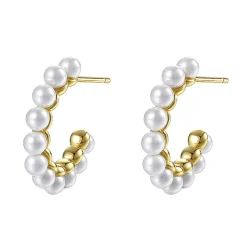 Perlenohrringe | Creolen | Hey Happiness Perlen Creolen aus Sterlingsilber in Gold