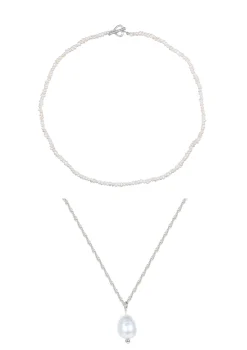 Necklace Sets | Choker Ketten | Hey Happiness Perlen Ketten Sterlingsilber Set Silver