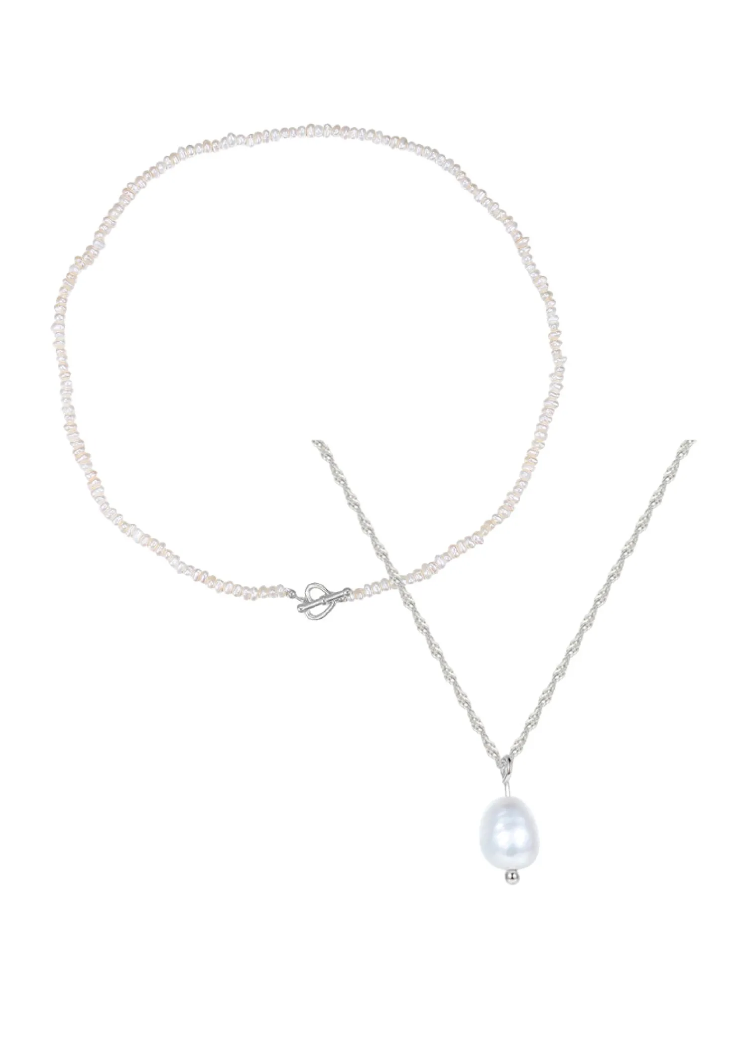 Necklace Sets | Choker Ketten | Hey Happiness Perlen Ketten Sterlingsilber Set Silver