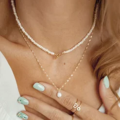 Necklace Sets | Choker Ketten | Hey Happiness Perlen Ketten Veretes Sterlingsilber Set Gold
