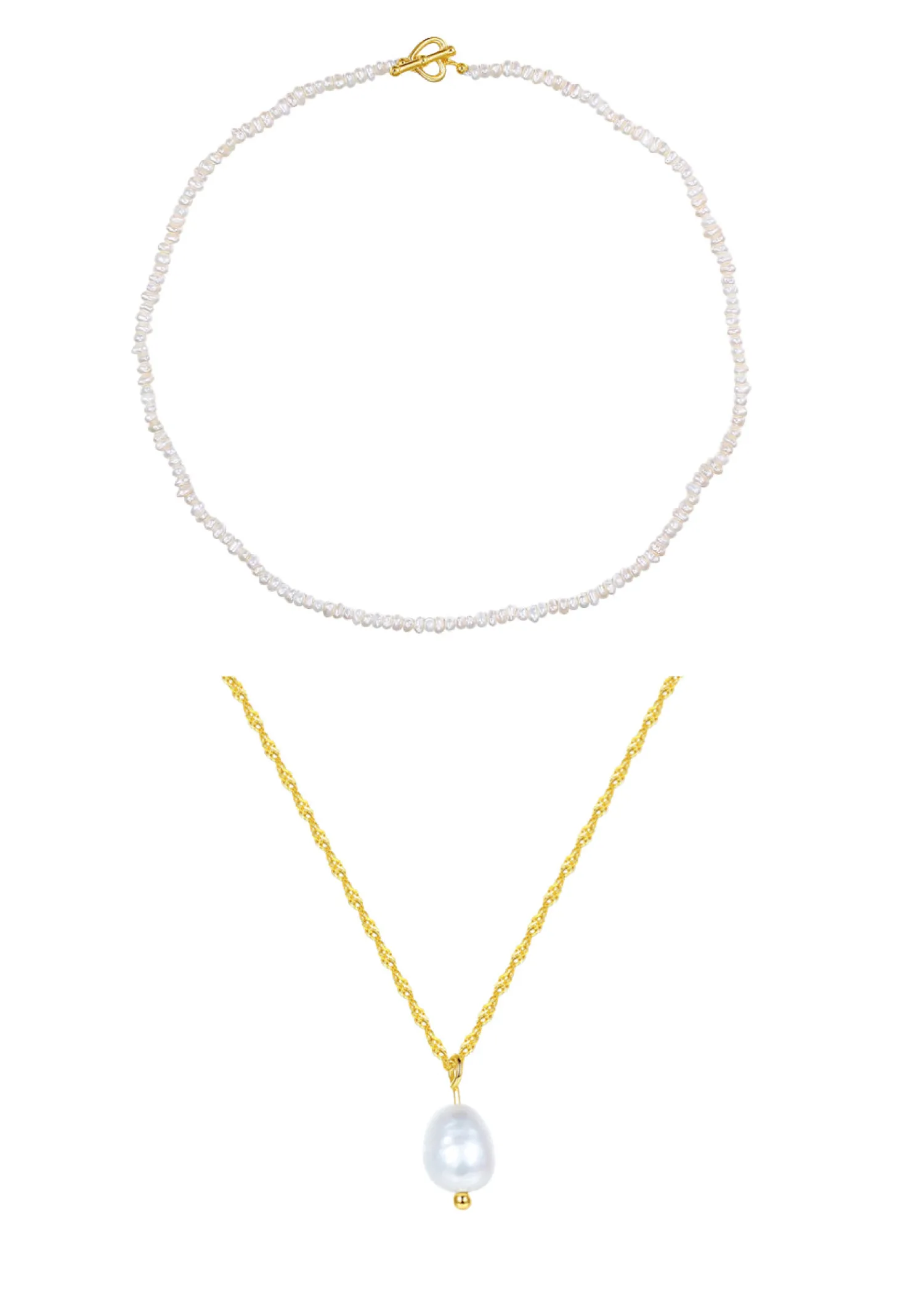 Necklace Sets | Choker Ketten | Hey Happiness Perlen Ketten Veretes Sterlingsilber Set Gold