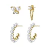 Earring Stack Sets | Hey Happiness Perlen Ohrringe Set aus Sterlingsilber in Gold