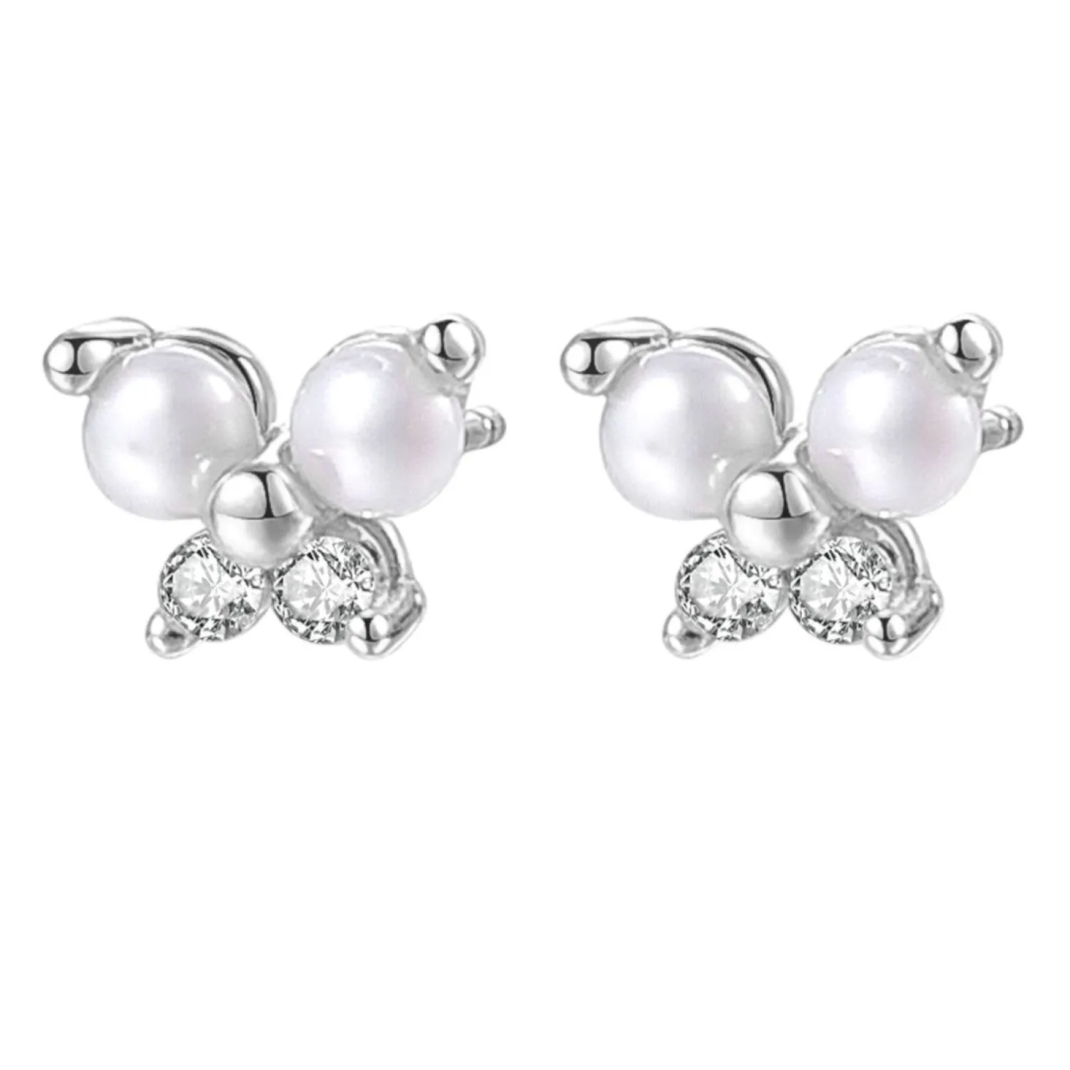 Ohrstecker | Perlenohrringe | Hey Happiness Perlen Schmetterling Ohrstecker aus Sterlingsilber Silver